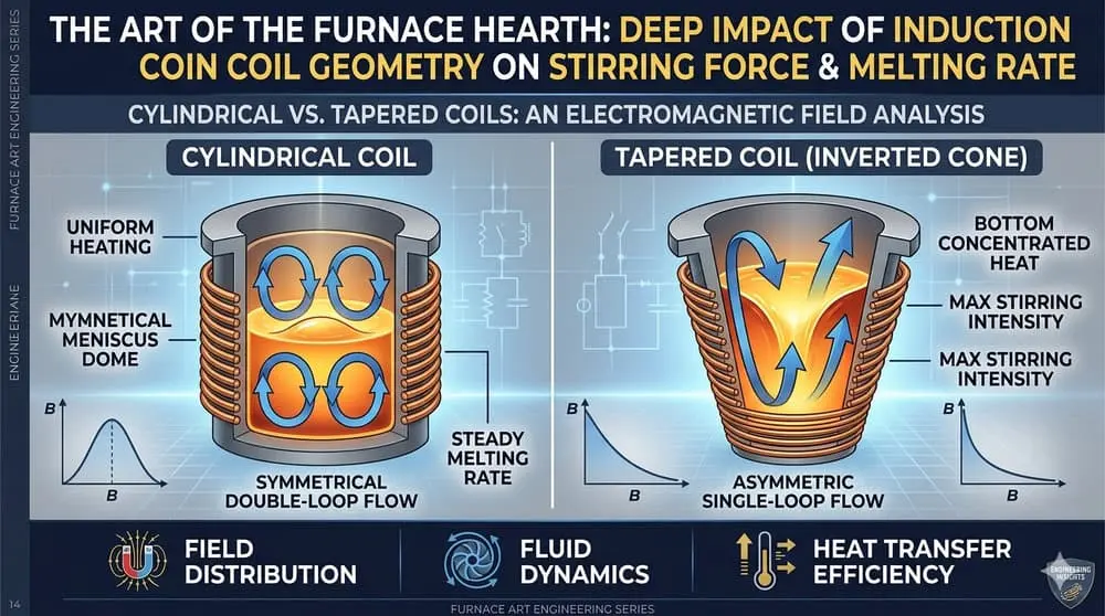 Cylindrical vs. Tapered Induction Coil on Stirring Force and Melting Rate