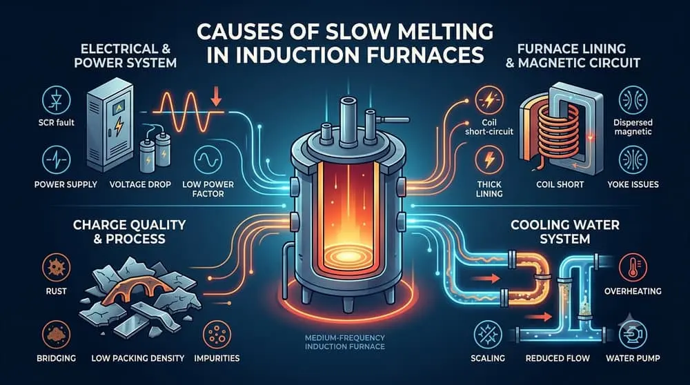 Why has the melting speed in the induction furnace slowed down Why has the melting speed in the induction furnace slowed down