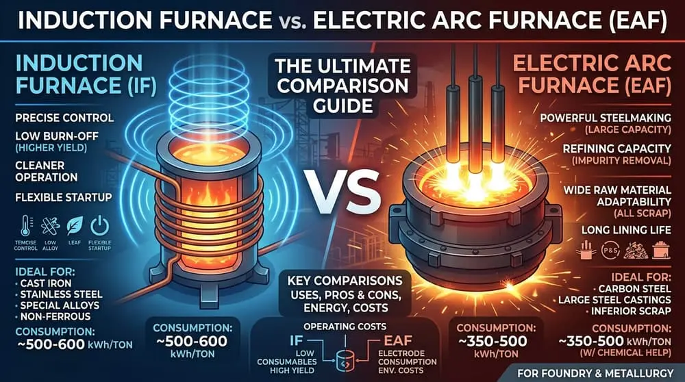 เตาเหนี่ยวนำเทียบกับ. เตาอาร์คไฟฟ้า (EAF)